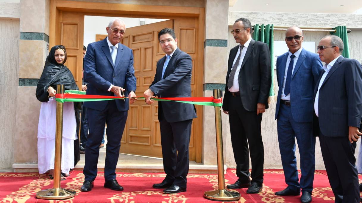 Inauguration du consulat général de la République du Cap-Vert, par Nasser Bourita et son homologue capverdien, Rui Alberto De Figueiredo Soares, le 31 août 2022, à Dakhla.
