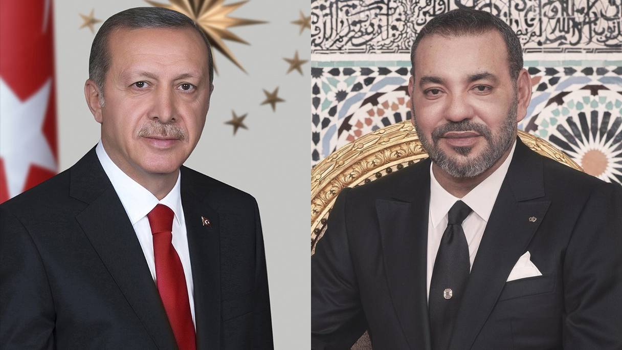 Le président turc Recep Tayyip Erdoğan et le roi Mohammed VI (photomontage) 
