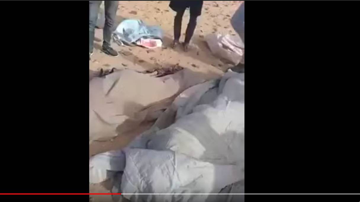 Capture d'écran: les corps des Soudanais tués, sur le sol du désert algérien.
