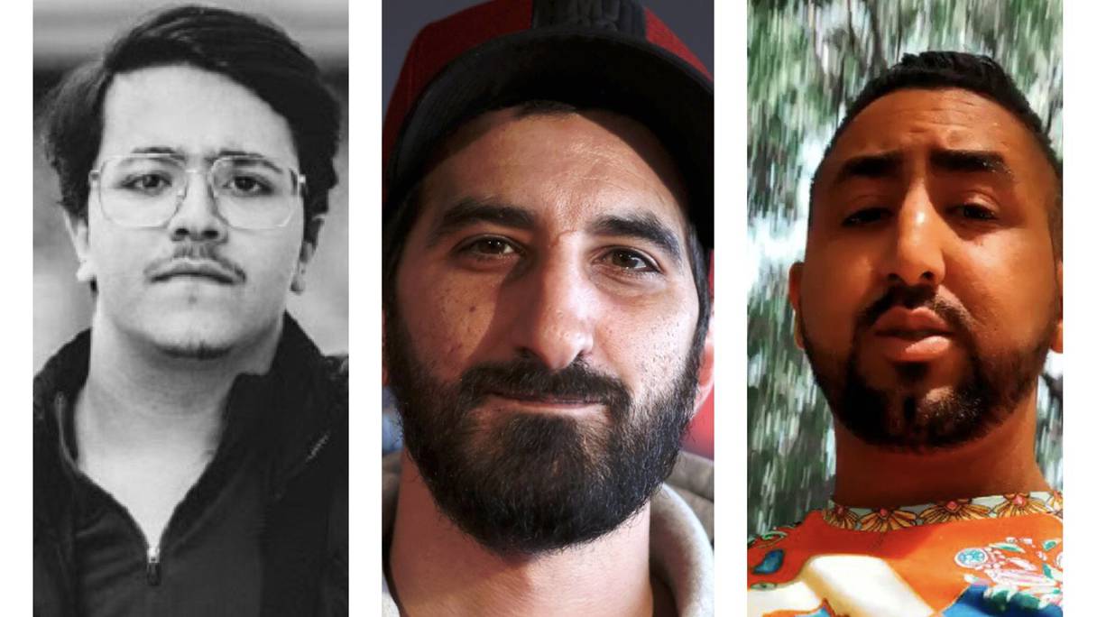 Les trois "humoristes", auteurs de la vidéo insulltante et humiliante envers les Marocaines et des enfants. De gauche à droite, Brahim Bouhlel, Hedi Bouchenafa et Zbarbooking.
