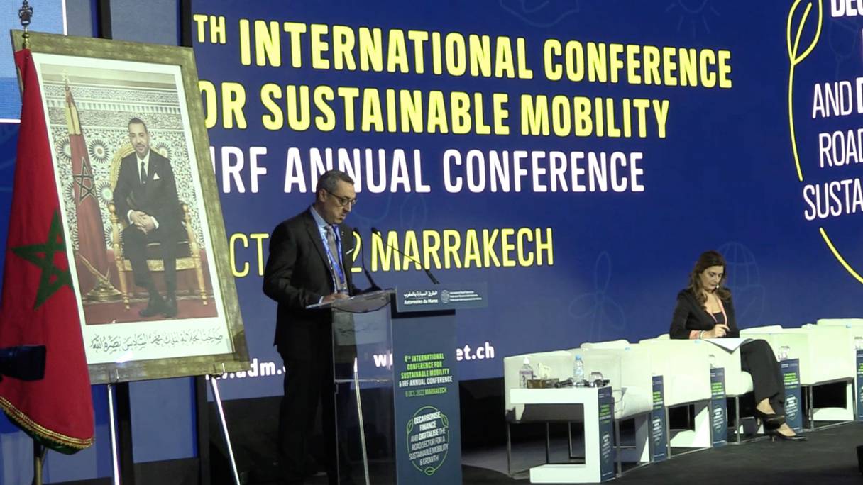Anouar Benazzouz, directeur général d’ADM, au cours de la quatrième édition de la Conférence internationale sur la mobilité durable, le 6 octobre 2022, à Marrakech.
